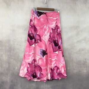 VTG Floral Maxi‎ Skirt Womens 7/8 Pink Flowy Romantic Cottage Soft Girl Fairy